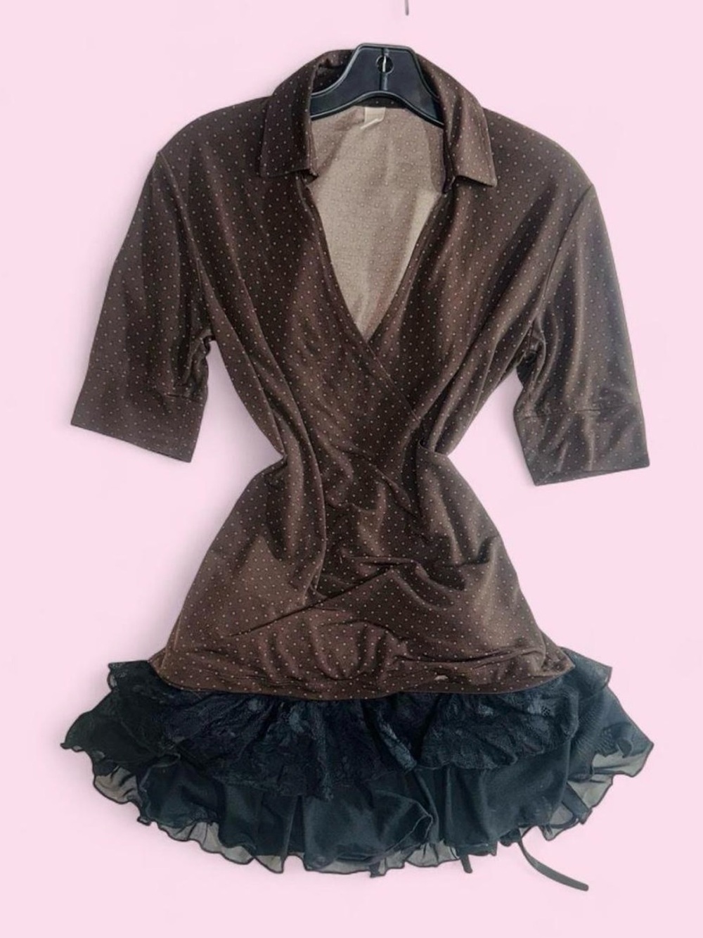 Merona Brown Polka Dot Wrap-Style Blouse